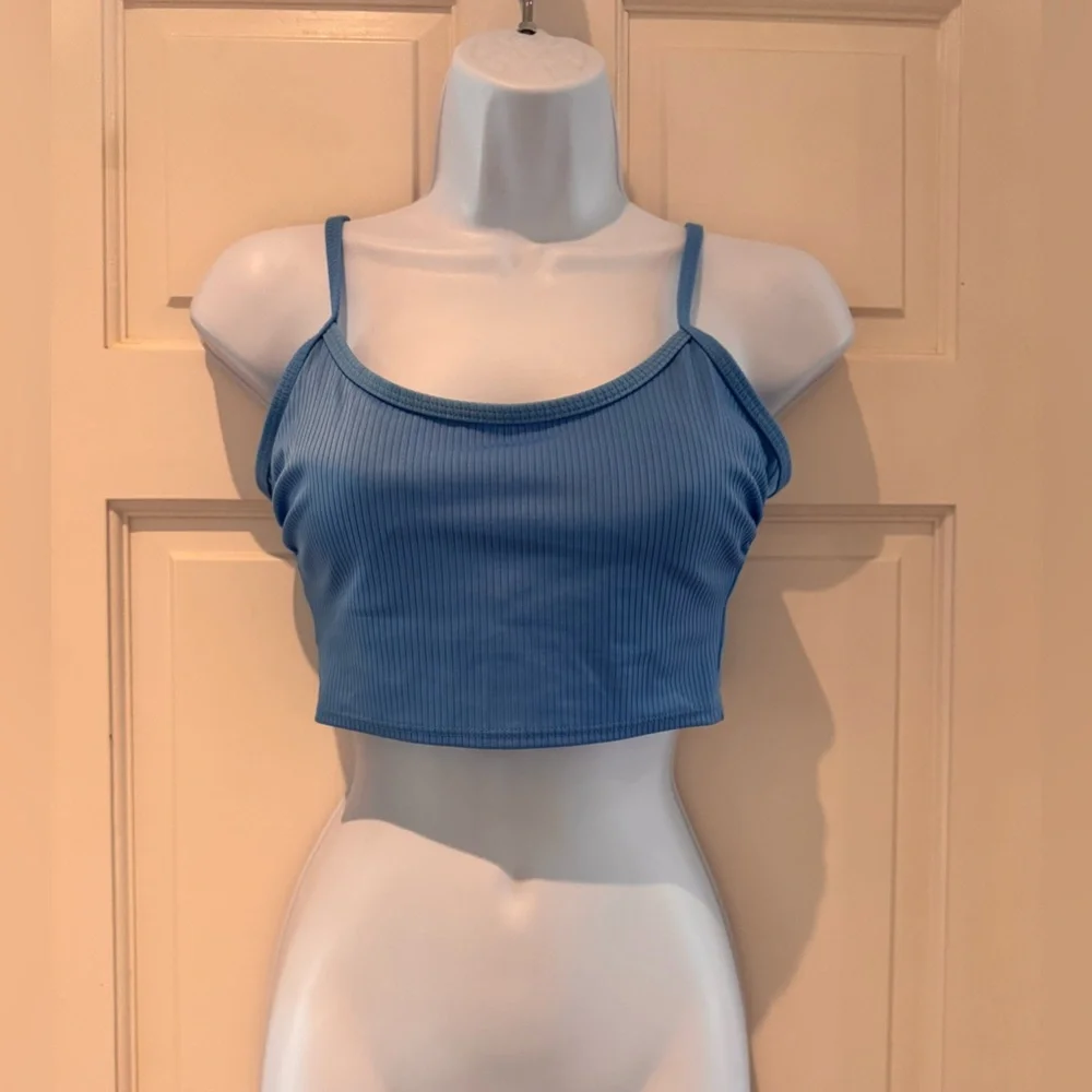 Wild Fable Ribbed Longline Bikini Top Blue S 4-6